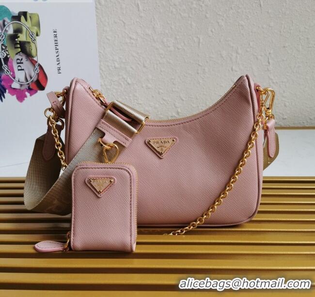 Popular Style Prada Re-Edition 2005 Saffiano Leather Hobo Bag 1BH204 Pink 2020