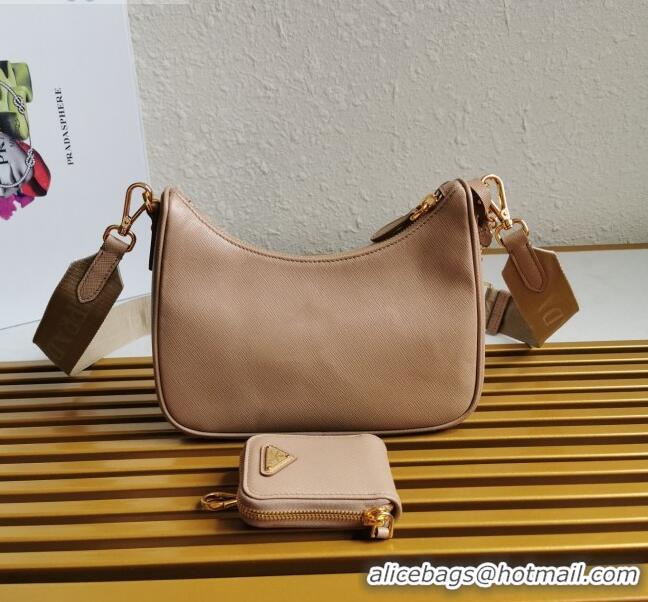 Promotional Prada Re-Edition 2005 Saffiano Leather Hobo Bag 1BH204 Beige 2020