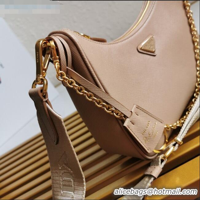 Promotional Prada Re-Edition 2005 Saffiano Leather Hobo Bag 1BH204 Beige 2020