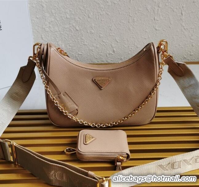 Promotional Prada Re-Edition 2005 Saffiano Leather Hobo Bag 1BH204 Beige 2020