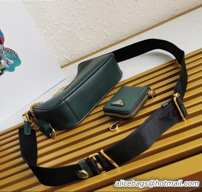 New Style Prada Re-Edition 2005 Saffiano Leather Hobo Bag 1BH204 Dark Green 2020