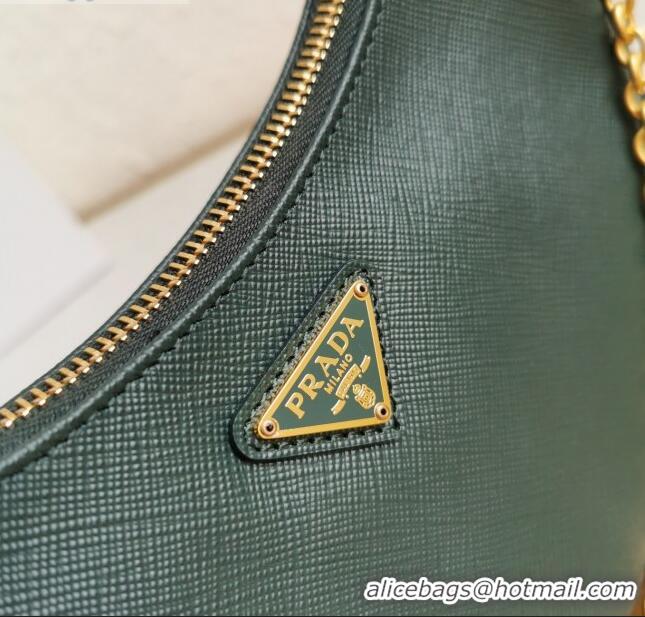 New Style Prada Re-Edition 2005 Saffiano Leather Hobo Bag 1BH204 Dark Green 2020