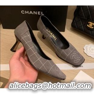 Affordable Price Chanel Vintage Perforated Leather Pumps 7cm 010816 Gray 2021