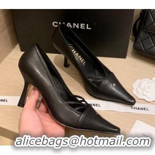 Best Price Chanel Vintage Calfskin Strap Pumps 7cm 010819 Black 2021