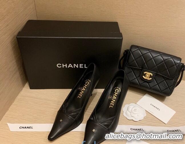 Best Price Chanel Vintage Calfskin Strap Pumps 7cm 010819 Black 2021