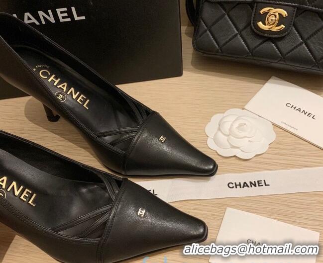 Best Price Chanel Vintage Calfskin Strap Pumps 7cm 010819 Black 2021