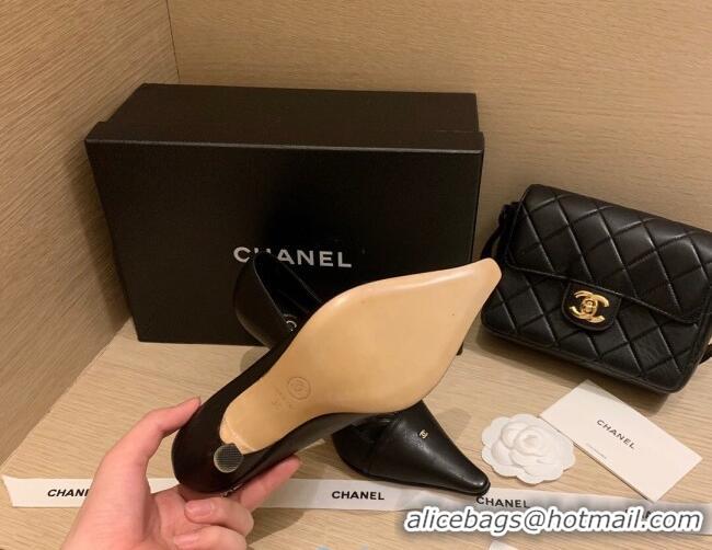 Best Price Chanel Vintage Calfskin Strap Pumps 7cm 010819 Black 2021