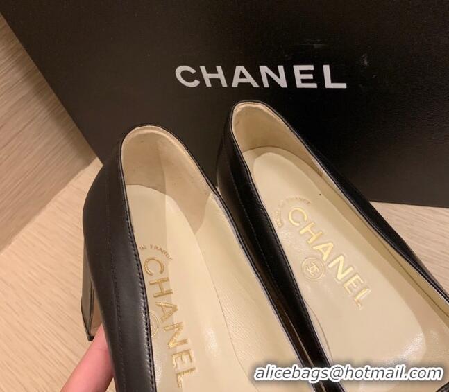 Super Quality Chanel Vintage Calfskin Round CC Pumps 7cm 10820 Black 2021