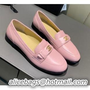 Best Design Chanel Calfskin CC Strap Loafers 10823 Pink 2021 