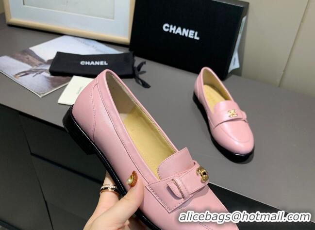 Best Design Chanel Calfskin CC Strap Loafers 10823 Pink 2021 