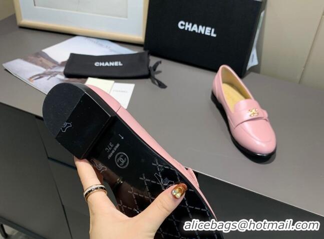 Best Design Chanel Calfskin CC Strap Loafers 10823 Pink 2021 