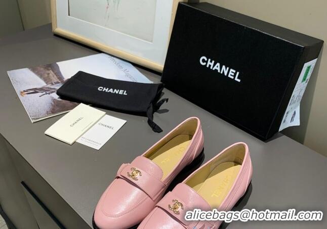 Best Design Chanel Calfskin CC Strap Loafers 10823 Pink 2021 