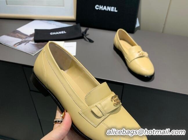 Low Price Chanel Calfskin CC Strap Loafers 010825 Beige 2021