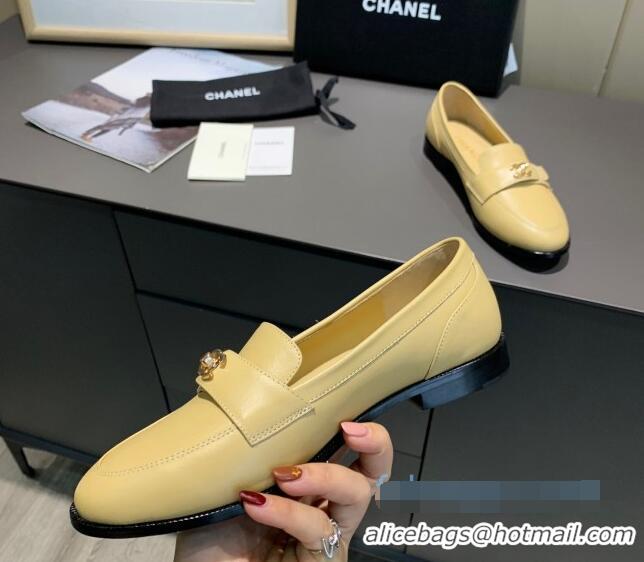 Low Price Chanel Calfskin CC Strap Loafers 010825 Beige 2021