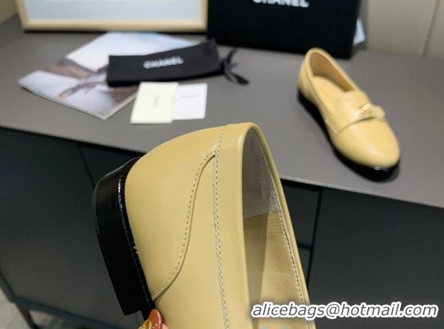 Low Price Chanel Calfskin CC Strap Loafers 010825 Beige 2021