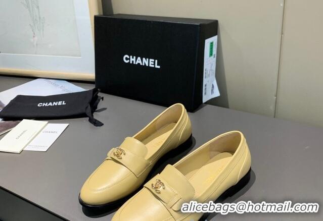 Low Price Chanel Calfskin CC Strap Loafers 010825 Beige 2021