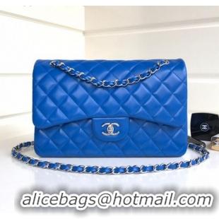 Top Grade Chanel Jumbo Quilted Lambskin Classic Large Flap Bag A03110 Blue 2020