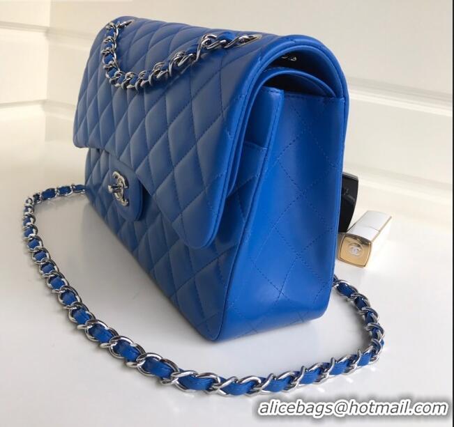 Top Grade Chanel Jumbo Quilted Lambskin Classic Large Flap Bag A03110 Blue 2020