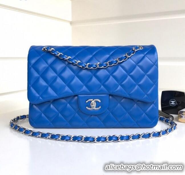 Top Grade Chanel Jumbo Quilted Lambskin Classic Large Flap Bag A03110 Blue 2020