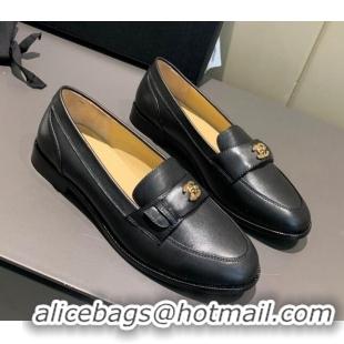 Grade Design Chanel Calfskin CC Strap Loafers 010825 Black 2021