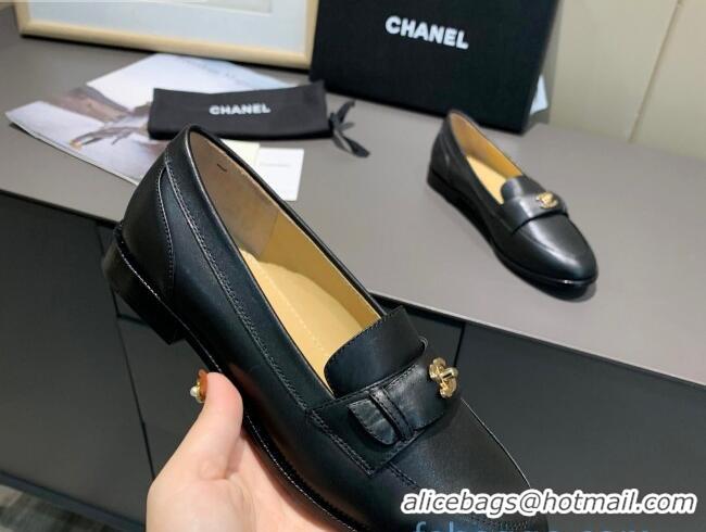 Grade Design Chanel Calfskin CC Strap Loafers 010825 Black 2021