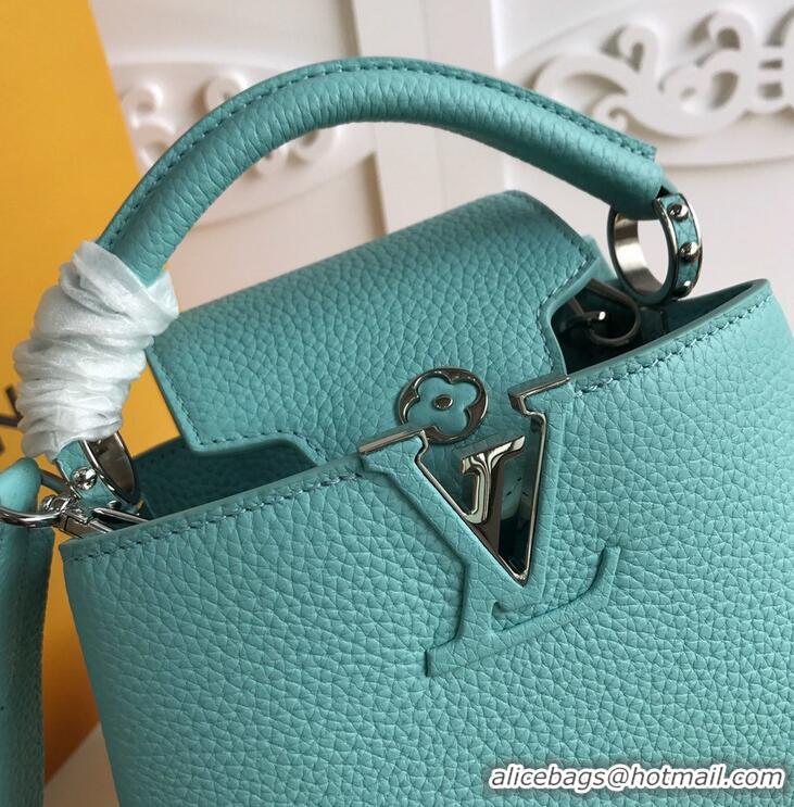 New Discount Louis Vuitton Taurillon Leather Capucines Mini Bag M56071 Turquoise