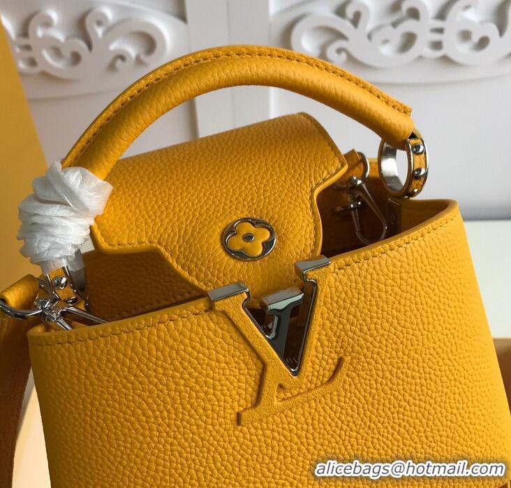 Fashionable Louis Vuitton Taurillon Leather Capucines Mini Bag M56071 Yellow