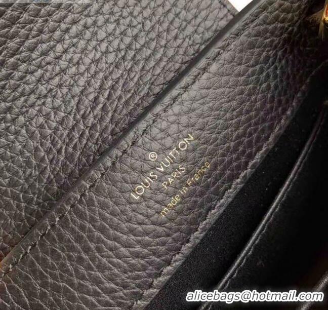 Good Discount Louis Vuitton Taurillon Leather Capucines MIni Top Handle Bag M56071 Black/Red