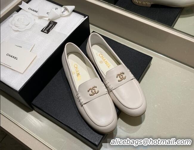 Discount Chanel Lambskin Chain Charm Loafers G35067 White 2021