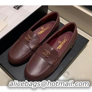 Popular Style Chanel Suede Chain Charm Loafers G35067 Burgundy 2021