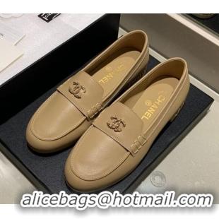 Top Design Chanel Suede Chain Charm Loafers G35067 Apricot 2021