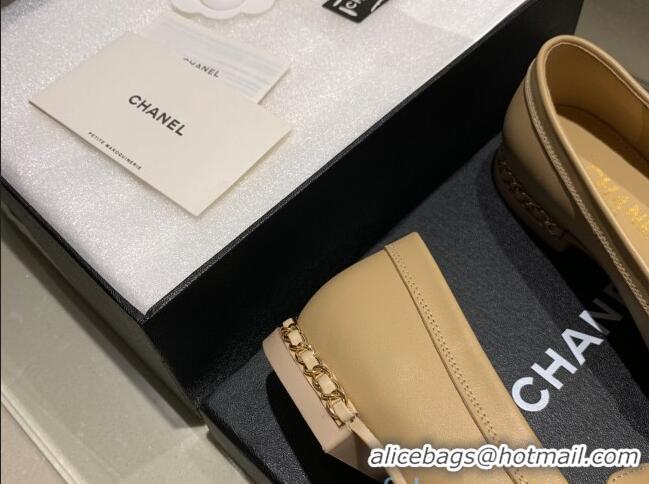 Top Design Chanel Suede Chain Charm Loafers G35067 Apricot 2021