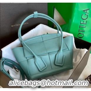 Famous Brand Bottega Veneta Arco Mini Bag in Grained Maxi Woven Calfskin BV0411 Light Blue 2020