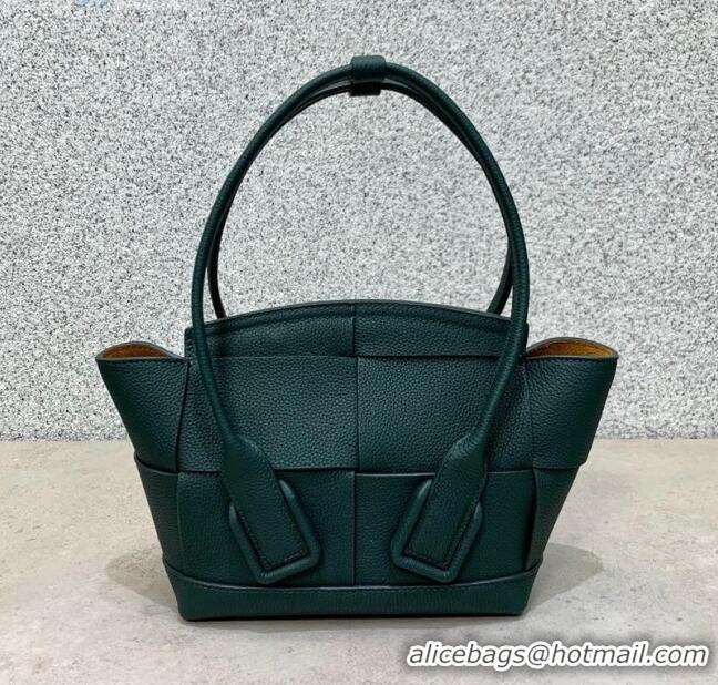 Best Price Bottega Veneta Arco Mini Bag in Grained Maxi Woven Calfskin BV0411 Dark Green 2020