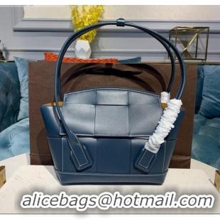 Inexpensive Bottega Veneta Arco Small Bag in Smooth Maxi Woven Calfskin BV0417 Navy Blue 2020