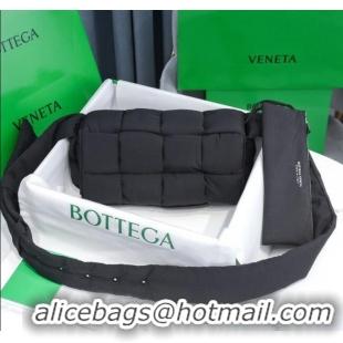 Discount Bottega Veneta Cassette Maxi-Woven Padded Nylon Shoulder Bag BV0422 Black 2020