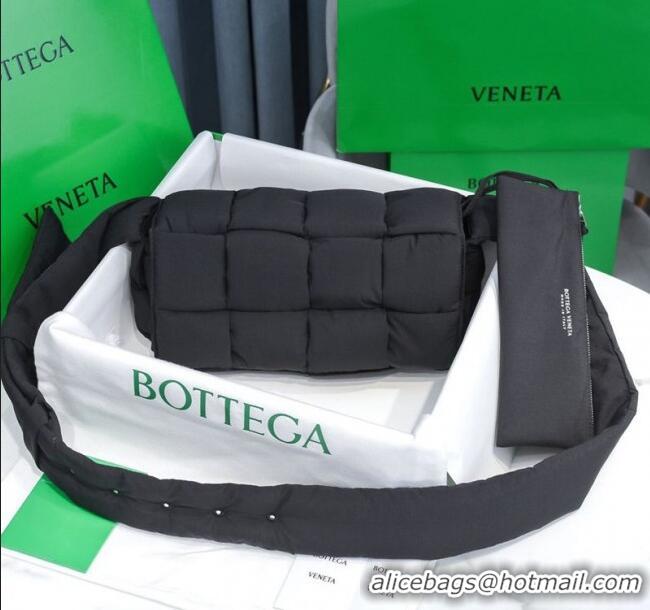 Discount Bottega Veneta Cassette Maxi-Woven Padded Nylon Shoulder Bag BV0422 Black 2020