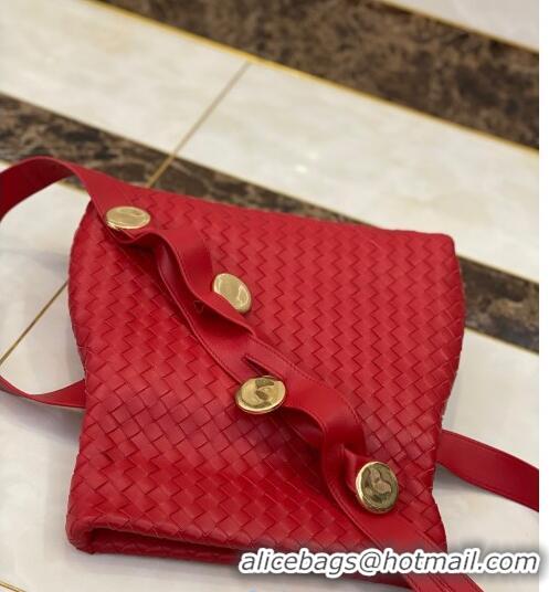 Stylish Bottega Veneta The Fold Crossbody Bag with Metal Medallions BV0427 Red 2020