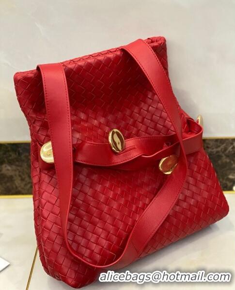 Stylish Bottega Veneta The Fold Crossbody Bag with Metal Medallions BV0427 Red 2020