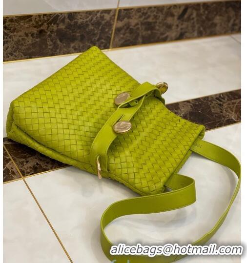 Top Design Bottega Veneta The Fold Crossbody Bag with Metal Medallions BV0427 Kiwi Green 2020