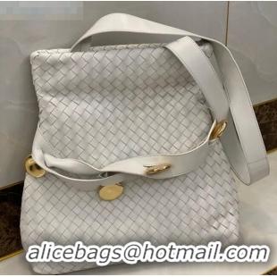 Top Quality Bottega Veneta The Fold Crossbody Bag with Metal Medallions BV0427 White 2020