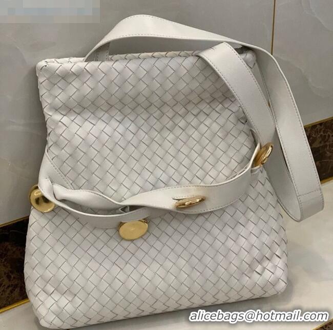 Top Quality Bottega Veneta The Fold Crossbody Bag with Metal Medallions BV0427 White 2020