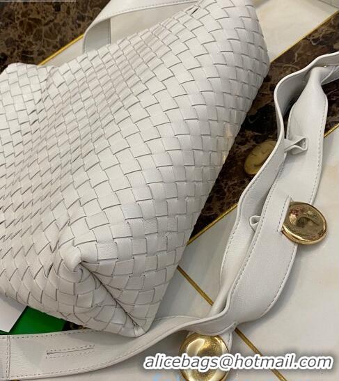 Top Quality Bottega Veneta The Fold Crossbody Bag with Metal Medallions BV0427 White 2020