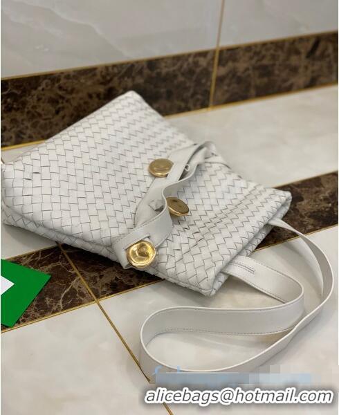 Top Quality Bottega Veneta The Fold Crossbody Bag with Metal Medallions BV0427 White 2020