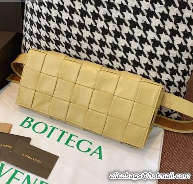 Unique Style Bottega Veneta Wax Calfskin Belt Bag BV2218 Yellow 2021