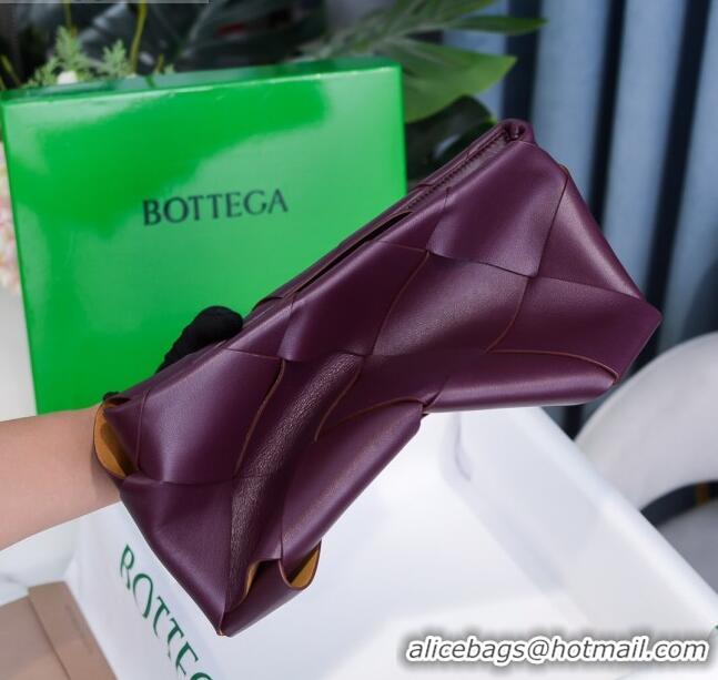 Reasonable Price Bottega Veneta Woven Zipped Pouch BV2227 Grape Purple 2021