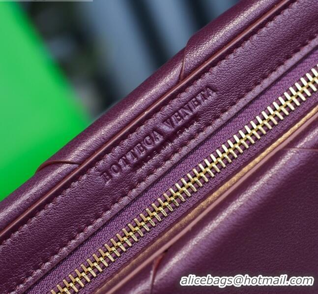 Reasonable Price Bottega Veneta Woven Zipped Pouch BV2227 Grape Purple 2021