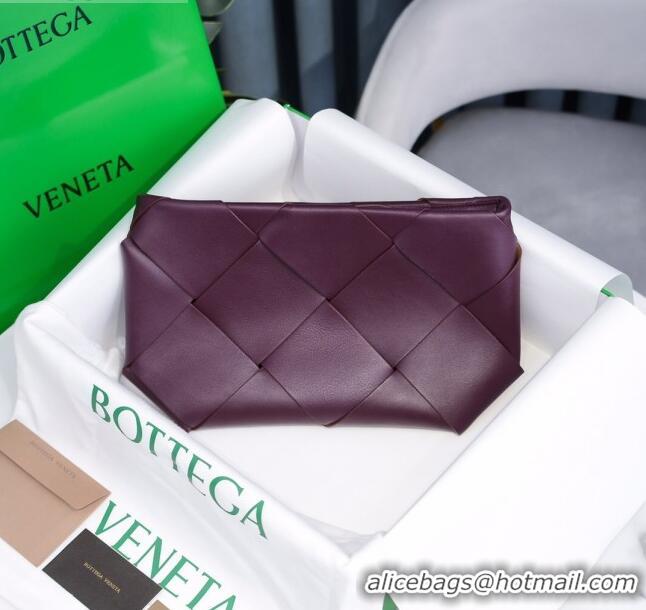 Reasonable Price Bottega Veneta Woven Zipped Pouch BV2227 Grape Purple 2021