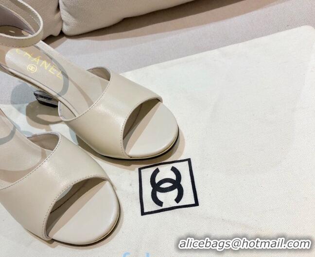 Custom Chanel Calfskin Wedge Heel Sandals 010940 White 2021