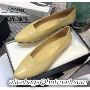 Charming Chanel Vintage Lambskin Ballerinas with Embossed CC 011134 Nude 2021